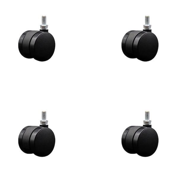 2'' Office Chair Casters Nylon Twin Wheel 3/8 Threaded Stem , 4PK